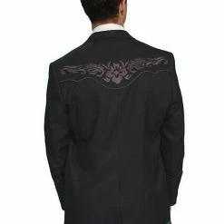 Scully Leather Company Men's Fabric Jacket Collection: Scully Western Blazer Charcoal Floral Embroidery
