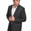 Scully Leather Company Men's Fabric Jacket Collection: Scully Western Blazer Charcoal Floral Embroidery