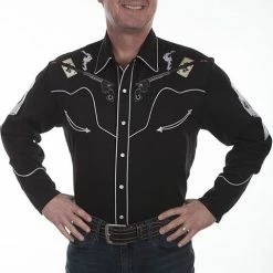 Scully Leather Company Men's Vintage Western Shirt Collection: Scully Fancy Shooting And Skulls