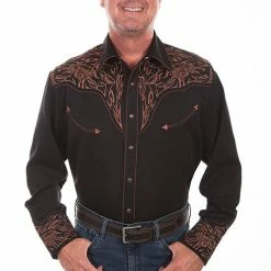 Scully Leather Company Men's Vintage Western Shirt Collection: Scully Embroidered Scroll Design
