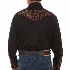 Scully Leather Company Men's Vintage Western Shirt Collection: Scully Embroidered Scroll Design