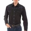 Scully Leather Company Men's Vintage Western Shirt Collection: Scully Embroidered Blue Black Floral