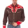 Scully Leather Company Men's Vintage Western Shirt Collection: Scully Embroidered Two Tone