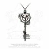 Alchemy England 1977 Alchemy Empire Steampunk Necklace: Septagramic Coercion Gearwheel Key Pendant