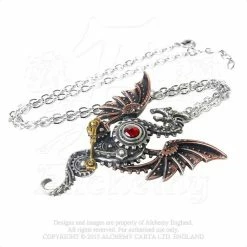Alchemy England 1977 Alchemy Empire Steampunk Necklace: Blast Furnance Dragon Pendant On Chain Ladies'