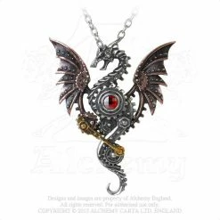 Alchemy England 1977 Alchemy Empire Steampunk Necklace: Blast Furnance Dragon Pendant On Chain Ladies'