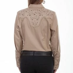 Scully Leather Company Women's Vintage Western Shirt Collection: Scully Scroll Embroidery Tan Ladies'