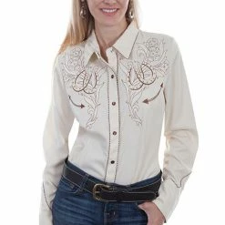 Scully Leather Company Women's Vintage Western Shirt Collection: Scully Roses Horseshoe Embroidery