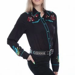 Scully Leather Company Women's Vintage Western Shirt Collection: Scully Embroidered Southwest Design
