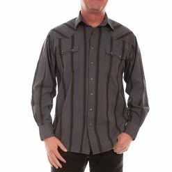 Scully Leather Company Men's Signature Shirt Collection: Charcoal Print