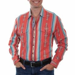 Scully Leather Company Men's Signature Shirt Collection: Coral Serape Print