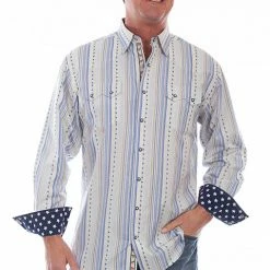 Scully Leather Company Men's Signature Shirt Collection: Contrasting Star Print