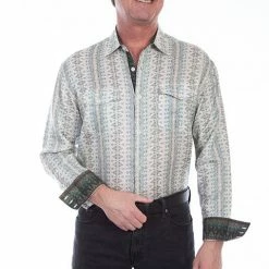Scully Leather Company Men's Signature Shirt Collection: Tencel Stripe Sage
