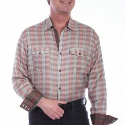 Scully Leather Company Men's Signature Shirt Collection: Tencel Plaid Coral