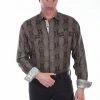 Scully Leather Company Men's Signature Shirt Collection: Tencel Stripe Brown
