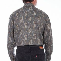Scully Leather Company Men's Signature Shirt Collection: Tencel Paisley Navy