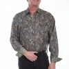Scully Leather Company Men's Signature Shirt Collection: Tencel Paisley Navy