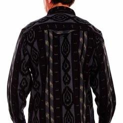 Scully Leather Company Men's Signature Shirt Collection: Cotton Ikat Pattern Blue