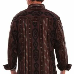 Scully Leather Company Men's Signature Shirt Collection: Cotton Ikat Pattern Brown