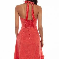 Scully Leather Company Ladies' Women's Cantina Collection Dress: Halter Style With Ruffle Hem, Brick