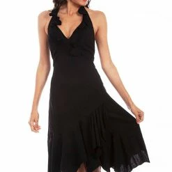 Scully Leather Company Women's Cantina Collection Dress: Halter Style With Ruffle, Black Ladies'