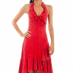 Scully Leather Company Ladies' Women's Cantina Collection Dress: Halter Style With Ruffle, Brick