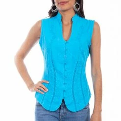 Scully Leather Company Women's Cantina Collection Top: Sleeveless Button Front