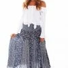 Scully Leather Company Women's Cantina Collection Skirt: Maxi Length Blue Print