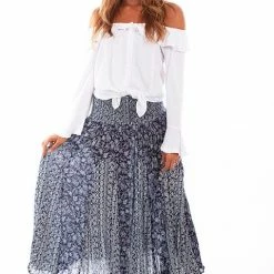 Scully Leather Company Women's Cantina Collection Skirt: Maxi Length Blue Print