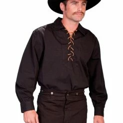 Scully Leather Company Men's Western Shirt Collection: Scully Rangewear Leather Laced Up Pullover