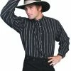 Scully Leather Company Men's Western Shirt Collection: Scully Rangewear Band Collar Stripe