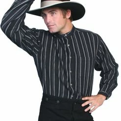 Scully Leather Company Men's Western Shirt Collection: Scully Rangewear Band Collar Stripe