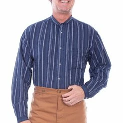 Scully Leather Company Men's Western Shirt Collection: Scully Rangewear Band Collar Stripe