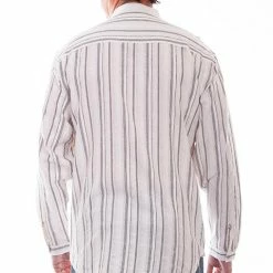 Scully Leather Company Men's Western Shirt Collection: Scully Rangewear Band Collar Stripe