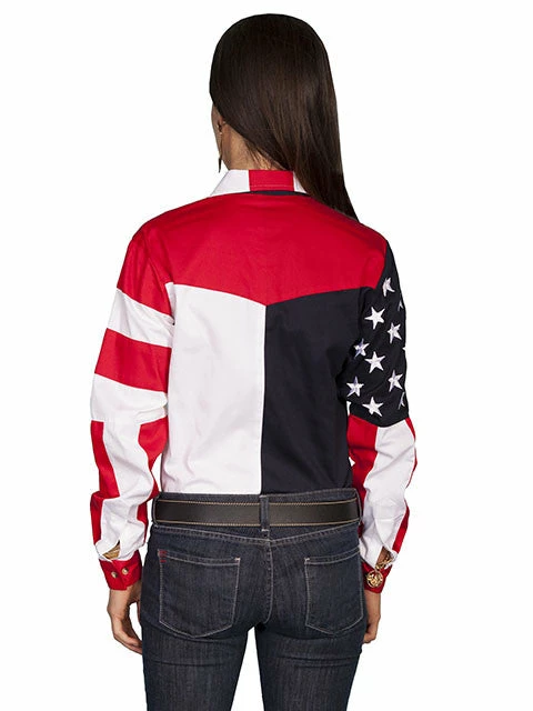 Scully Leather Company Women's Western Shirt Collection: Scully Patriot Stars And Stripes Long Sleeves Ladies' 4 Scully Leather Company Women's Western Shirt Collection: Scully Patriot Stars And Stripes Long Sleeves Ladies'