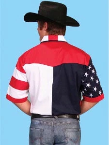 Scully Leather Company Men's Western Shirt Collection: Scully Show Your Stars & Stripes Short Sleeves 4 Scully Leather Company Men's Western Shirt Collection: Scully Show Your Stars & Stripes Short Sleeves