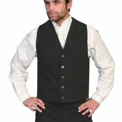 Scully Leather Company Men's Western Vest Collection: Rangewear Canvas No Lapel