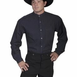 Scully Leather Company Men's Western Shirt Collection: Scully Rangewear Band Collar, Stripes