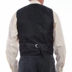 Scully Leather Company Men's Western Vest Collection: Rangewear Double Breast Herringbone Light Grey