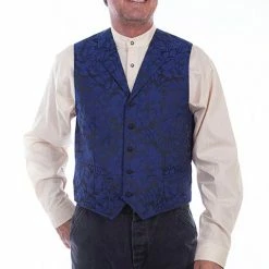Scully Leather Company Men's Western Vest Collection: Rangewear Flower Pattern Royal