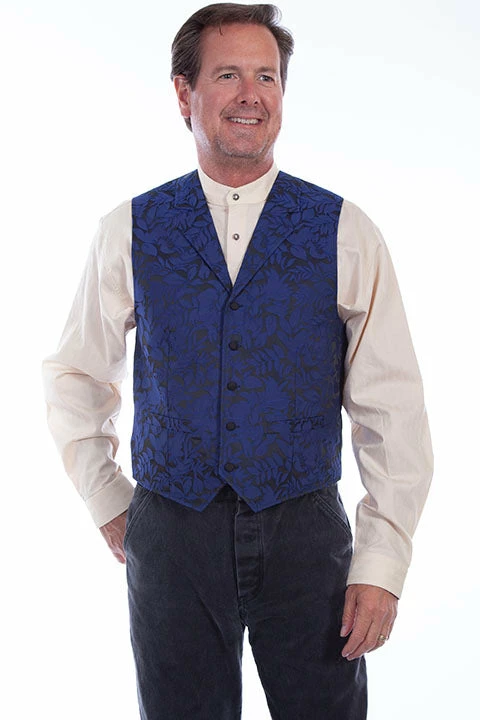Scully Leather Company Men's Western Vest Collection: Rangewear Flower Pattern Royal 3 Scully Leather Company Men's Western Vest Collection: Rangewear Flower Pattern Royal