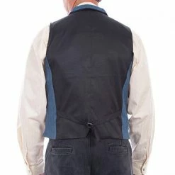 Scully Leather Company Men's Western Vest Collection: Rangewear Herringbone Blue