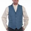 Scully Leather Company Men's Western Vest Collection: Rangewear Herringbone Blue