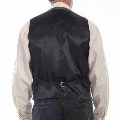 Scully Leather Company Men's Western Vest Collection: Rangewear Pinstripe Point Bottom Heather Grey