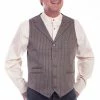 Scully Leather Company Men's Western Vest Collection: Rangewear Pinstripe Point Bottom Heather Brown