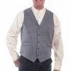Scully Leather Company Men's Western Vest Collection: Rangewear Pinstripe Point Bottom Heather Grey 2 Scully Leather Company Men's Western Vest Collection: Rangewear Pinstripe Point Bottom Heather Grey