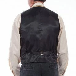 Scully Leather Company Men's Western Vest Collection: Rangewear Pinstripe Herringbone Wheat