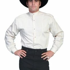 Scully Leather Company Men's Western Shirt Collection: Scully Rangewear Bib Tone On Tone Ivory