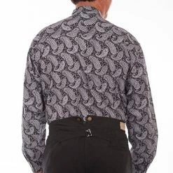 Scully Leather Company Men's Western Shirt Collection: Scully Rangewear Black & White Paisley
