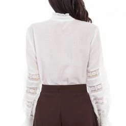 Scully Leather Company Women's Old West Top Collection: Rangewear Crochet Trim Poet Blouse Ladies'